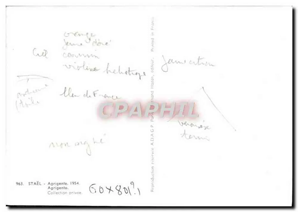 Agrigente — paisagem abstrata — reprodução de arte, editor Hazan, n° 963 - Verso