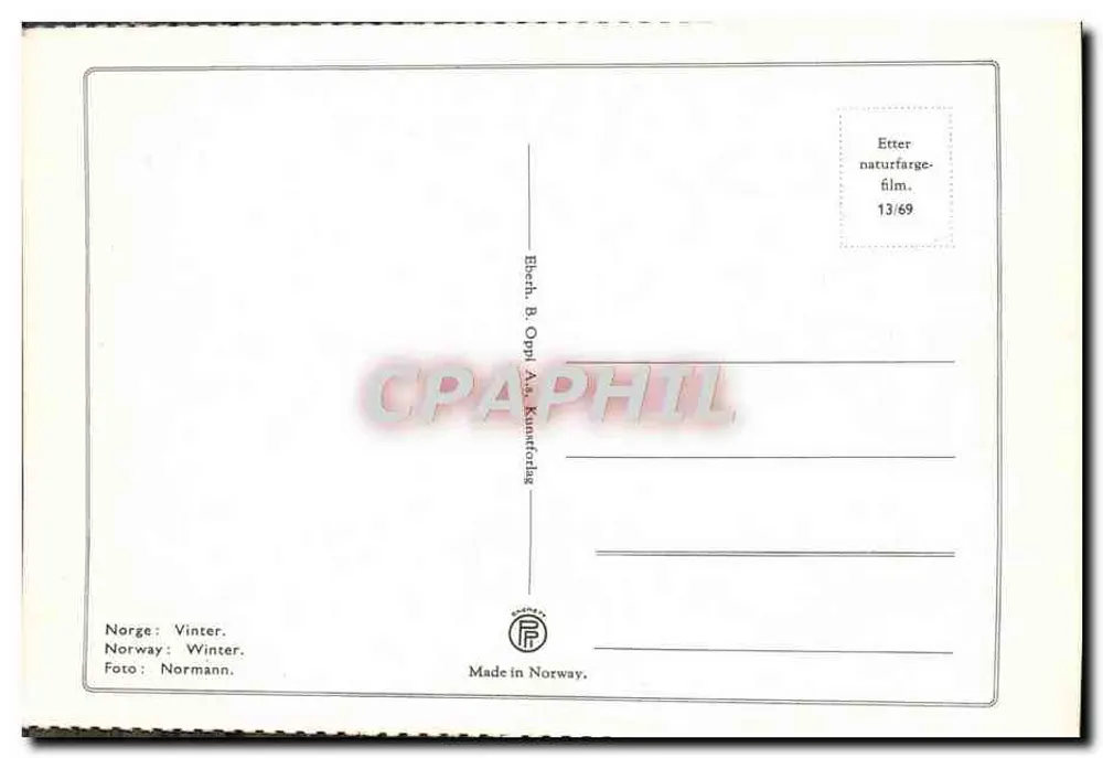 नॉर्वे : शीतकाल — फोटो नॉर्मन — प्रकाशक B. Oppi A/S, श्रृंखला 13/69 - पीछे
