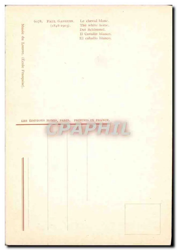 Le cheval blanc — Paul Gauguin (1848-1903) — Éditions Nomis, Paris - Verso