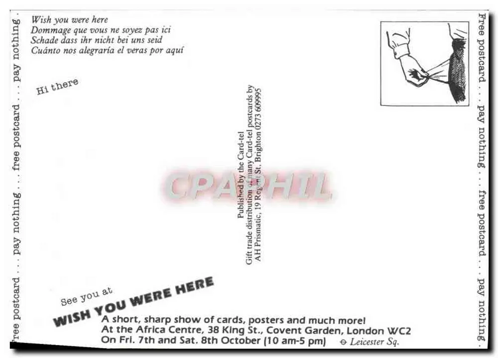 Wish you were here — Cartaz publicitário — Publicado pela Card-tel - Verso