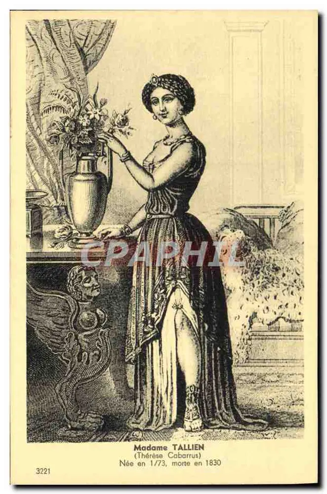 Madame TALLIEN — (Thérèse Cabarrus) — Geboren 1773, gestorben 1830 — Sammlung von Kunst und Geschichte E.S. Paris, 2, rue Menars - Vorderseite
