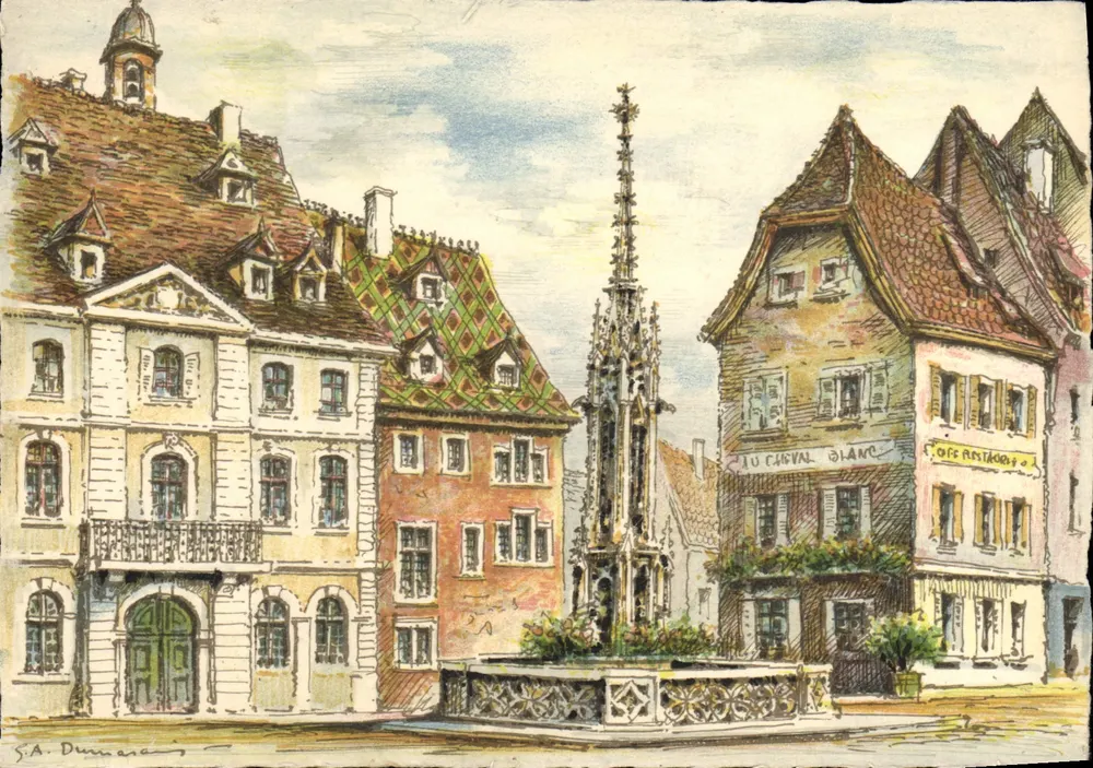 Altkirch - Das Rathaus und die Alte Fontäne — M. Barré & J. Doyez, Nr. 635 - Vorderseite