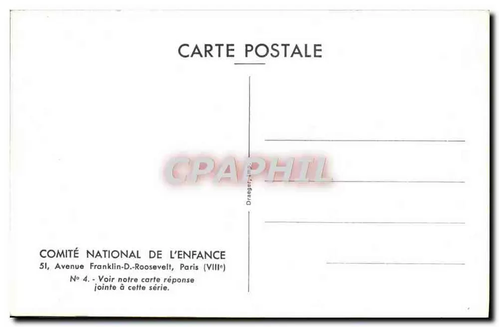 Erwachsener Lemur und Junges — auf Zweig — Comité National de l'Enfance, n° 4 - Rückseite