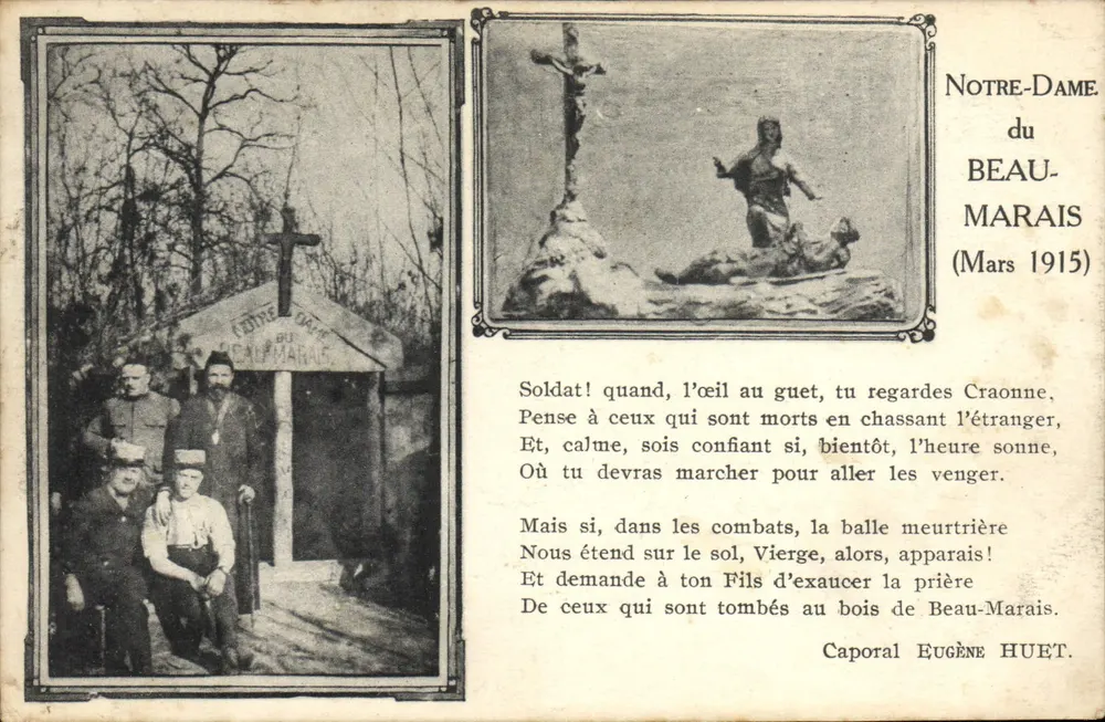 Notre-Dame du Beau-Marais — Kreuz und Statue — (März 1915) — Imp. Pilot, Neurein et Cie, Paris - Vorderseite