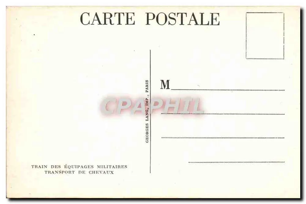 Zug für militärisches Gerät — Pferde-Transport — Georges Lang, IMP., Paris - Rückseite