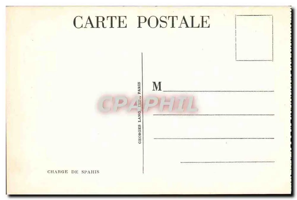 Carga de cavalaria — Editor Georges Lang, Paris — Número de série não visível - Verso