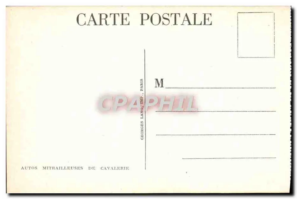 Maschinengewehrfahrzeuge der Kavallerie — Georges Lang, Paris — Seriennummer nicht sichtbar - Rückseite