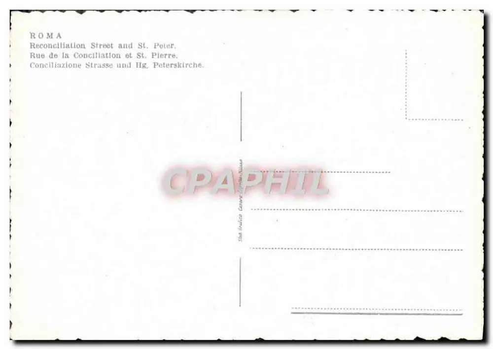 Roma - Via della Conciliazione y S. Pedro — editor no indicado, número de serie no visible - Reverso