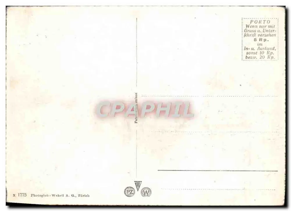 Zurique e as Alpes — vista aérea — Photoglob-Wehril A. G., Zürich, n° 1775 - Verso