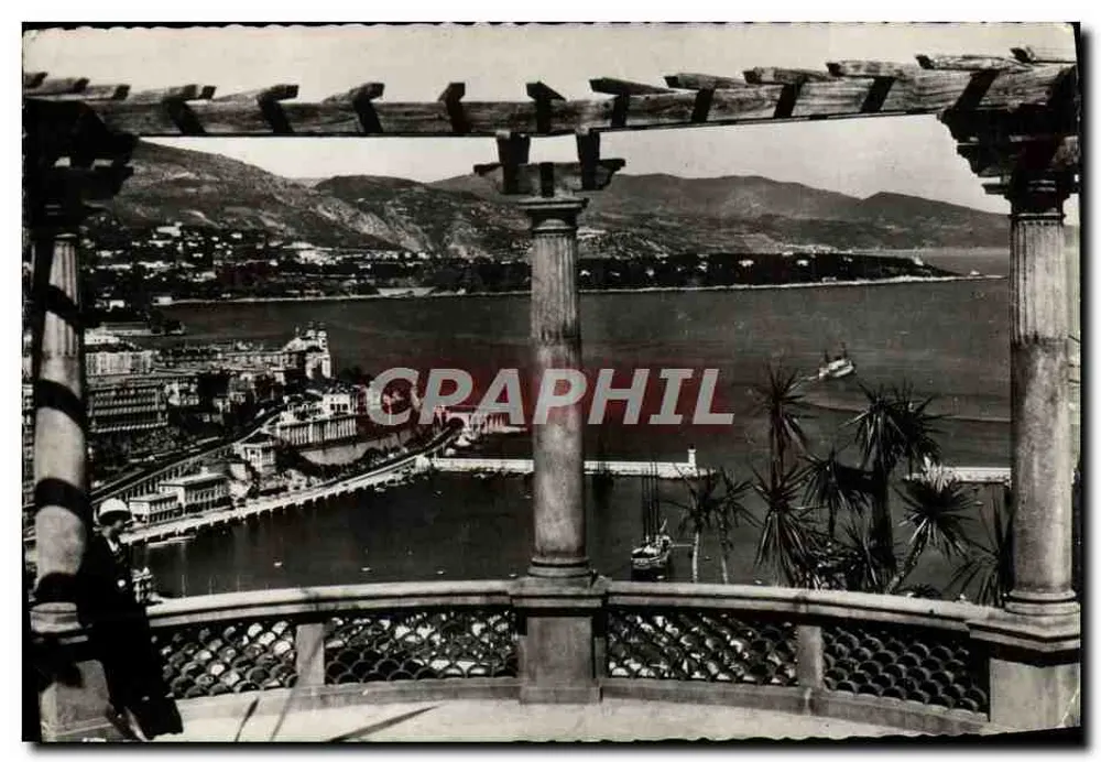 Mônaco — Vista geral tirada do Jardim Exótico, sobre Monte-Carlo, o Cabo Martin e a Itália — Edição « La Grimaldi » - Frente