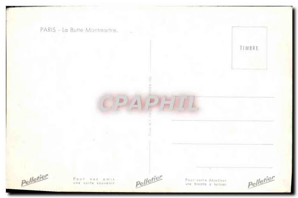 Paris - La Butte Montmartre — Ansicht der rue du Consulat mit dem Sacré-Cœur im Hintergrund — Verleger Pelletier, n° 12 - Rückseite