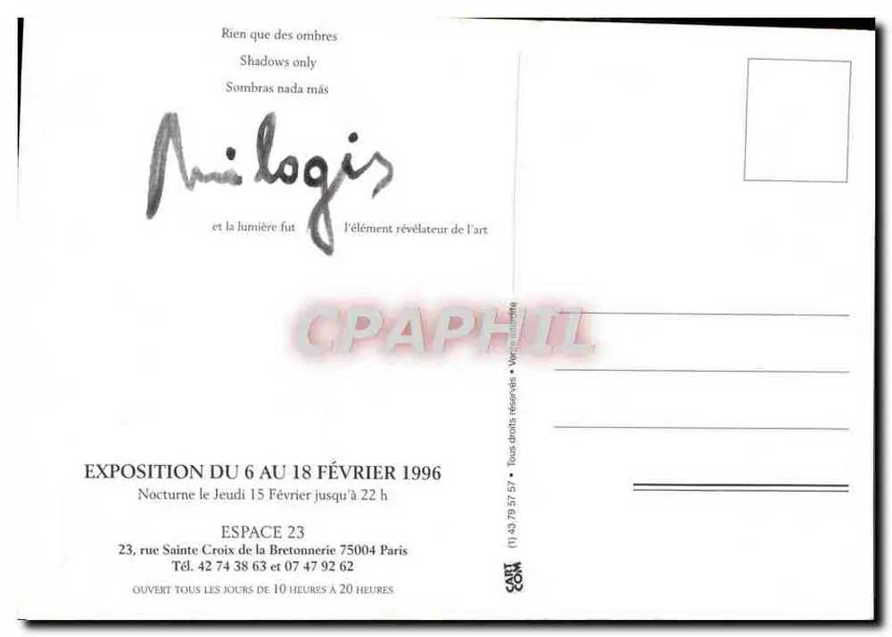 Nur Schatten — Ausstellung in Paris — Anillogis - Rückseite