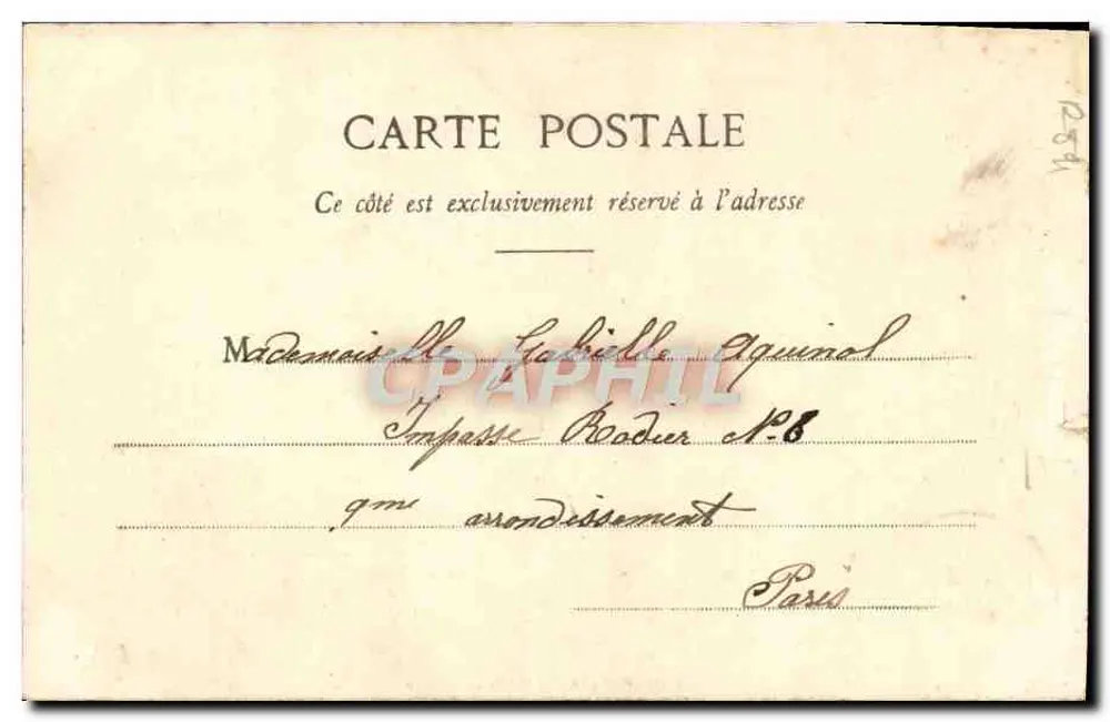 Pierrot, Vater der Familie — Szenenpaar mit Mandoline und Glas in der Hand — Phototypie A. Bergeret et Cie, Nancy, n°6 - Rückseite