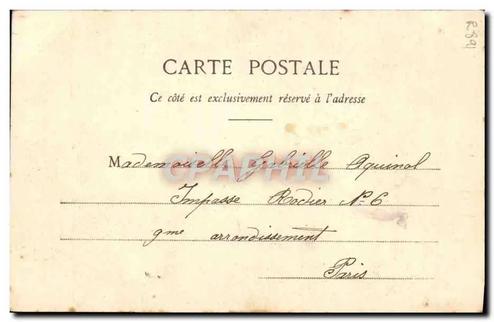 Pierrot, Vater der Familie — Familien-Szene in Pierrot- und Columbine-Kostümen, Verlag Phototypie A. Bergeret et Cie, Nancy, Nr. 9 - Rückseite