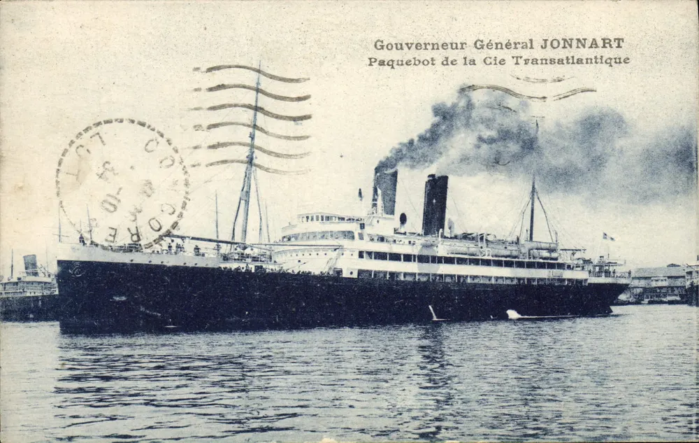 Antike Ansichtskarte Dampfschiff Gouverneur Général JONNART — Cie Transatlantique — unbekannter Verlag - Vorderseite