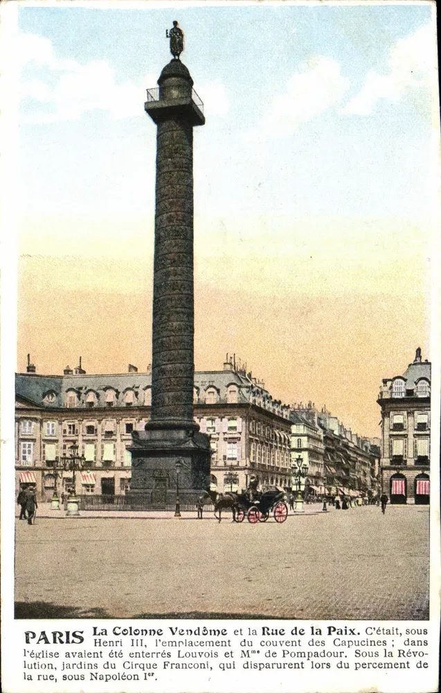 Paris — Säule Vendôme und Rue de la Paix — unbekannter Verlag - Vorderseite