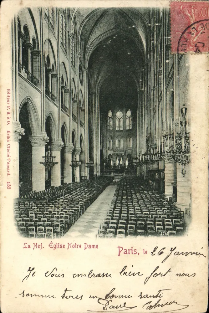 A Nef. Igreja de Nossa Senhora — Paris, 16 de janeiro — Editor P. S. a D. Erika Oliché Pamard. 153 - Frente