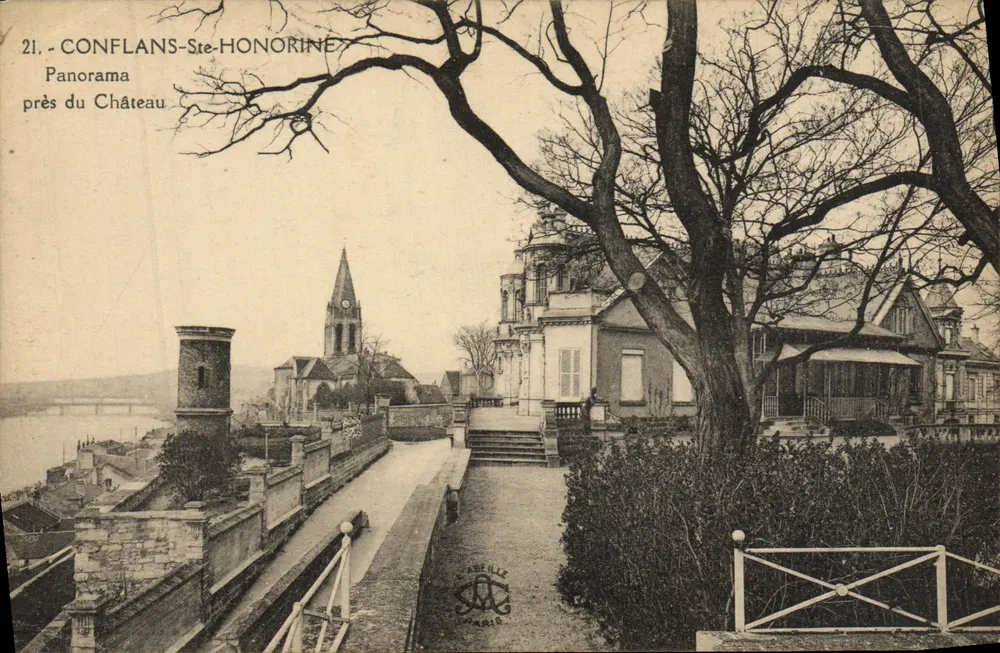 Conflans-Sainte-Honorine — Panorama perto do Castelo — Editor Labeille, Paris, n°21 - Frente