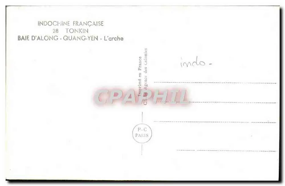 Bucht von Along - Die Arche — Französisch-Indochina, Serie 28 Tonkin - Rückseite