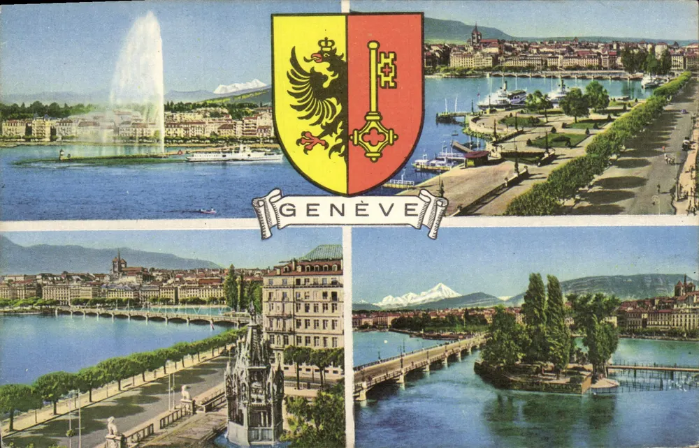 Genebra — vista panorâmica com o reservatório e o lago — editor Sarlori, n° 8140 - Frente