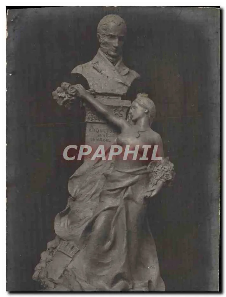 Busto di Roquet de la Ville ad Arvel — statua femminile che offre fiori — editore non identificato - Recto