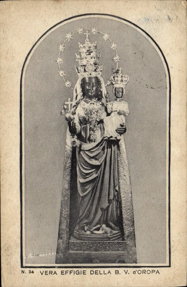 Vera Effigie della B.V. d'Oropa — N. 34 — Ediz. E. Gurgu Salica - Oropa - Frente