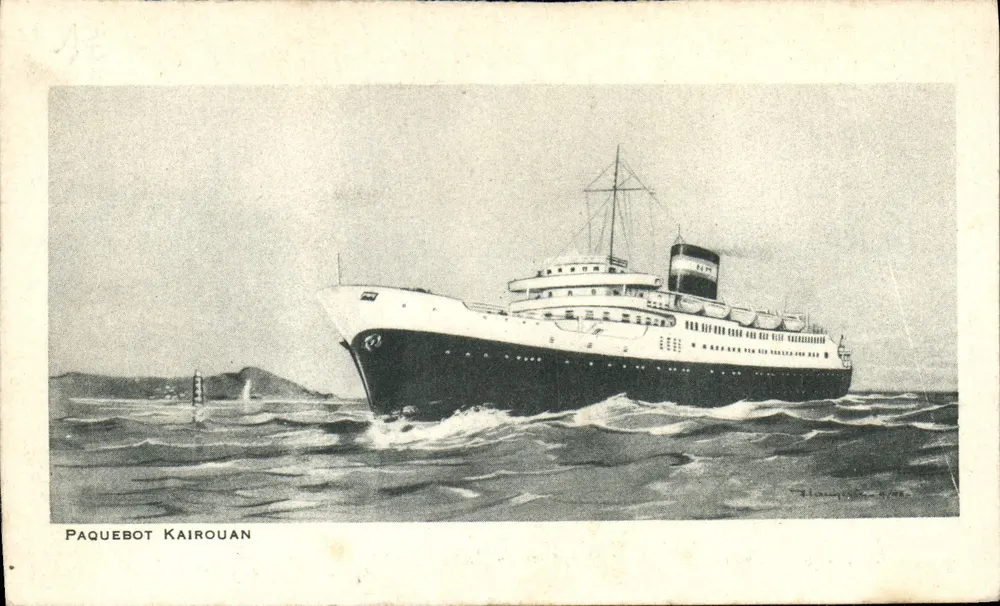 Dampfschiff Kairouan — maritime Illustration — H. Languy, 1938 - Vorderseite
