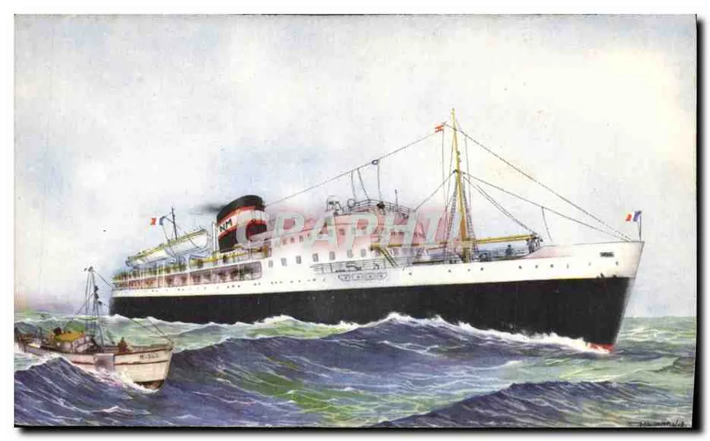 Dampfschiff Kairouan — maritime Illustration — H. Languy, 1938 - Rückseite