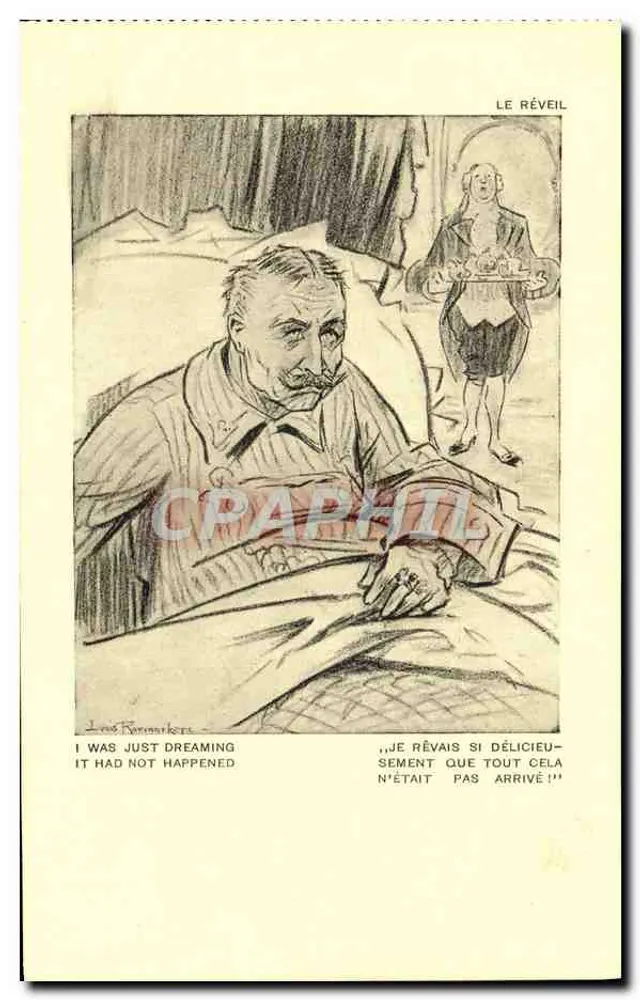 Der Erwachung — Karikatur von Louis Rémy — für den Französischen Roten Kreuz veröffentlicht - Vorderseite