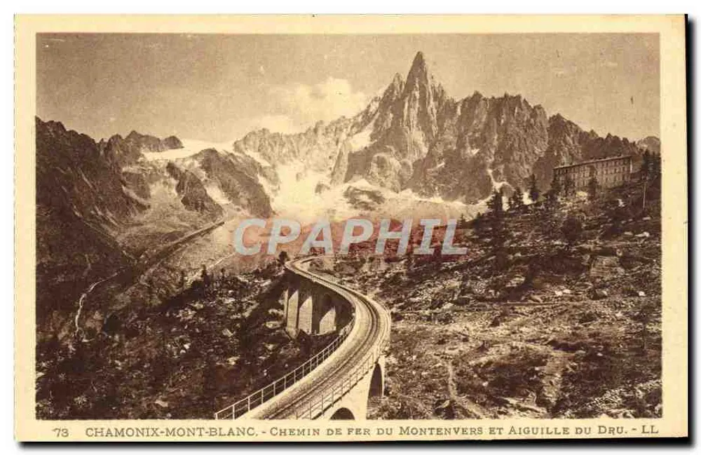 Chamonix-Mont-Blanc — Eisenbahn Montenvers und Aiguille du Dru — LL n°73 - Vorderseite