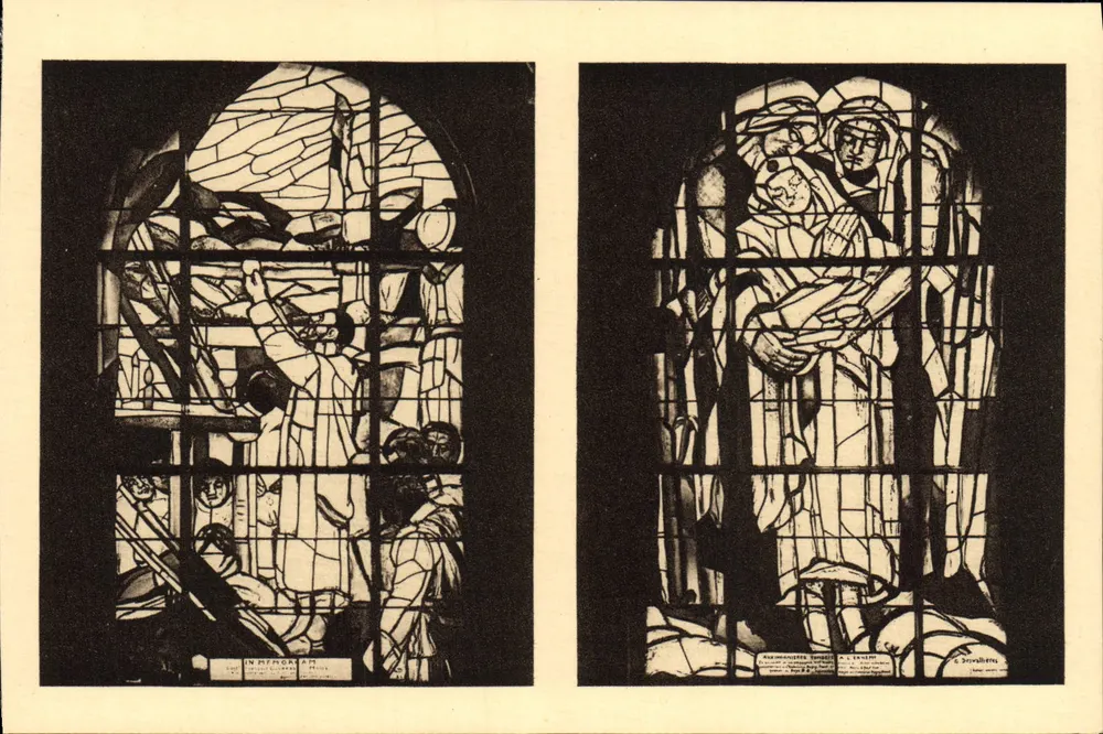 Ossuar und Leuchtturm von Douaumont — Gedenkfenster — Heliogravur - Vorderseite