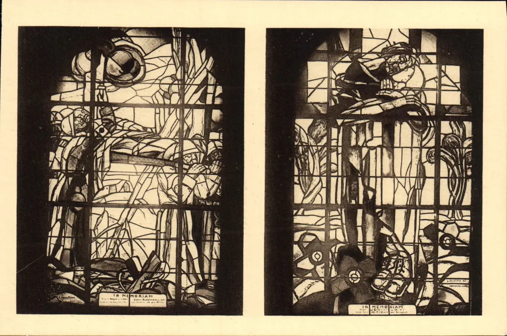 Ossuar und Leuchtturm von Douaumont — Gedenkfenster — Heliogravur von Imprimeries Réunies de Nancy - Vorderseite