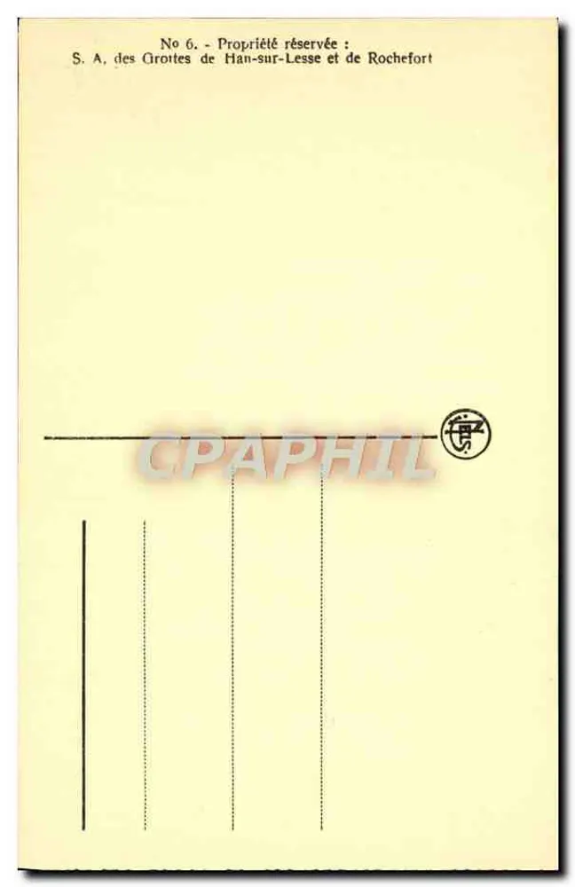 Grutas de Han — El Lago de Embarque — Editor: S.A. de las Grutas de Han-sur-Lesse y de Rochefort, n°6 - Reverso
