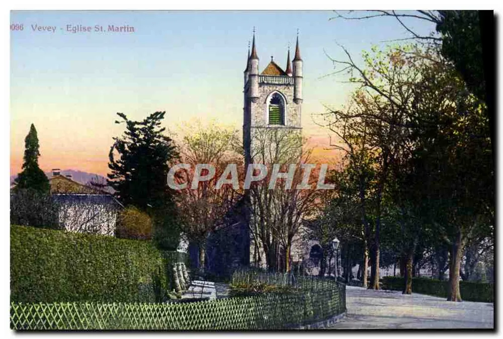 Vevey - Igreja de São Martinho — n° 096 — Edições Perrochet & David, La Chaux-de-Fonds - Frente