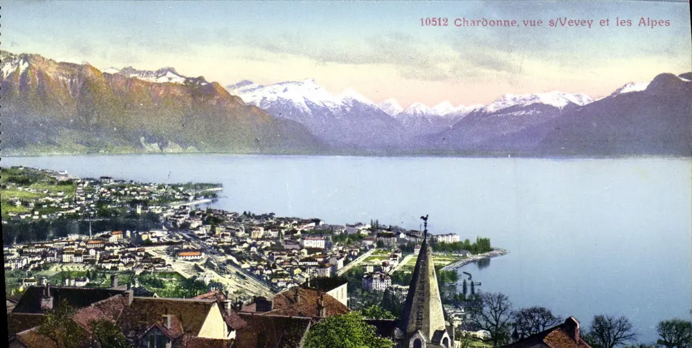 Chardonne, Ansicht von Vevey und den Alpen — 10512 — Editions David & Perrochet, Lausanne - Vorderseite