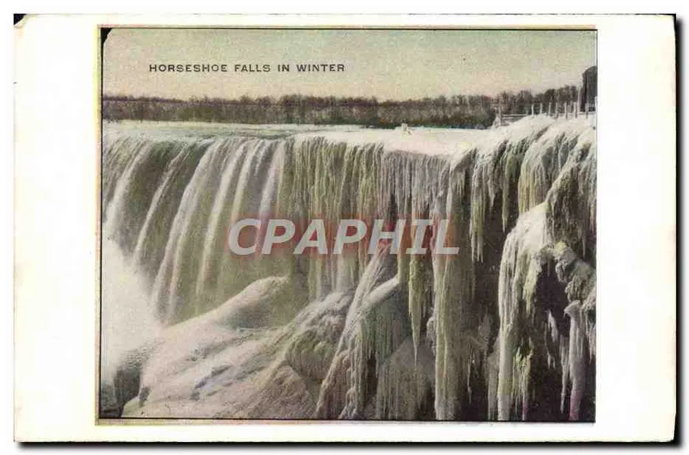 Montanha de Gelo, Cataratas do Niágara — vista invernal com visitantes — editor desconhecido - Verso