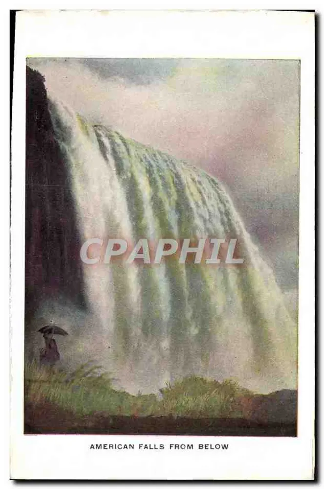 Cascata do Niagara — Vista da Cachoeira do Cavalo de Ferro do Canadá — Vista da Cachoeira Americana de baixo — editor não visível - Verso