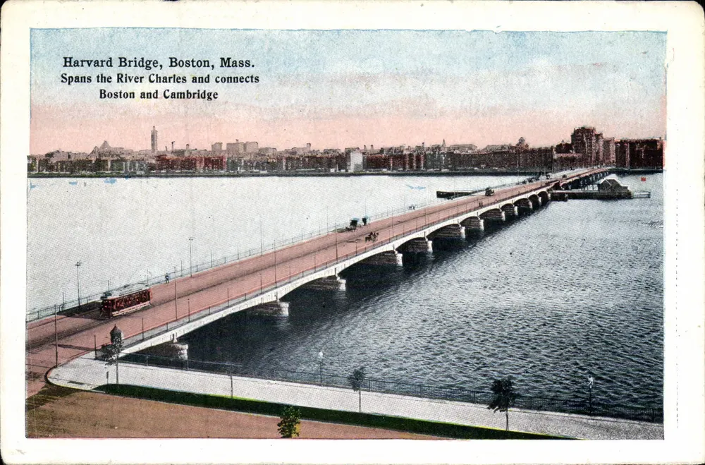 Harvard Bridge, Boston, Mass. — Brücke, die den Fluss Charles überquert und Boston und Cambridge verbindet — Verlag nicht sichtbar - Vorderseite