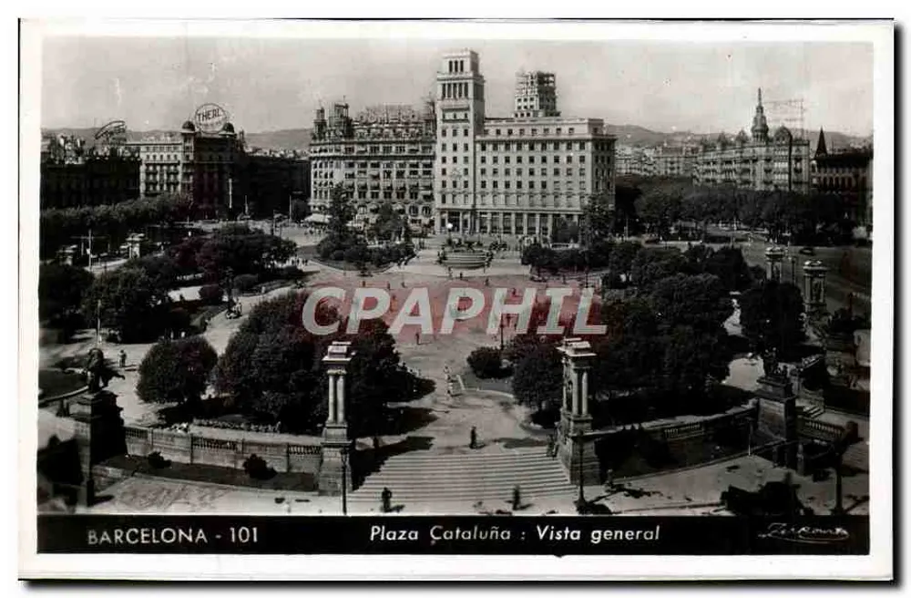 Barcelona - Plaza Cataluña: Allgemeiner Blick — Verlag 'F. Pons' Nr. 101 - Vorderseite