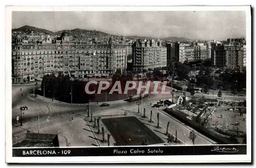 Barcelona - Plaza Calvo Sotelo — vista aérea — série 109, editor Zarzona - Frente