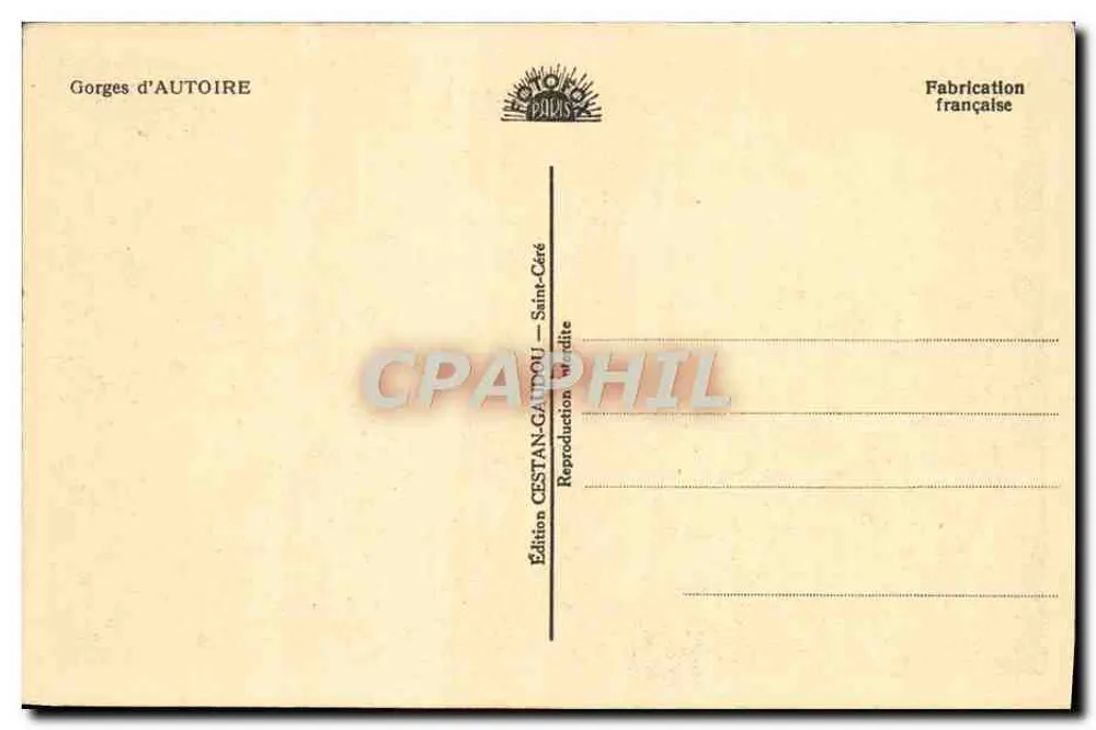Gorges de AUTOIRE — Saint-Céré — Edição CESTAN-GAUDOU - Verso