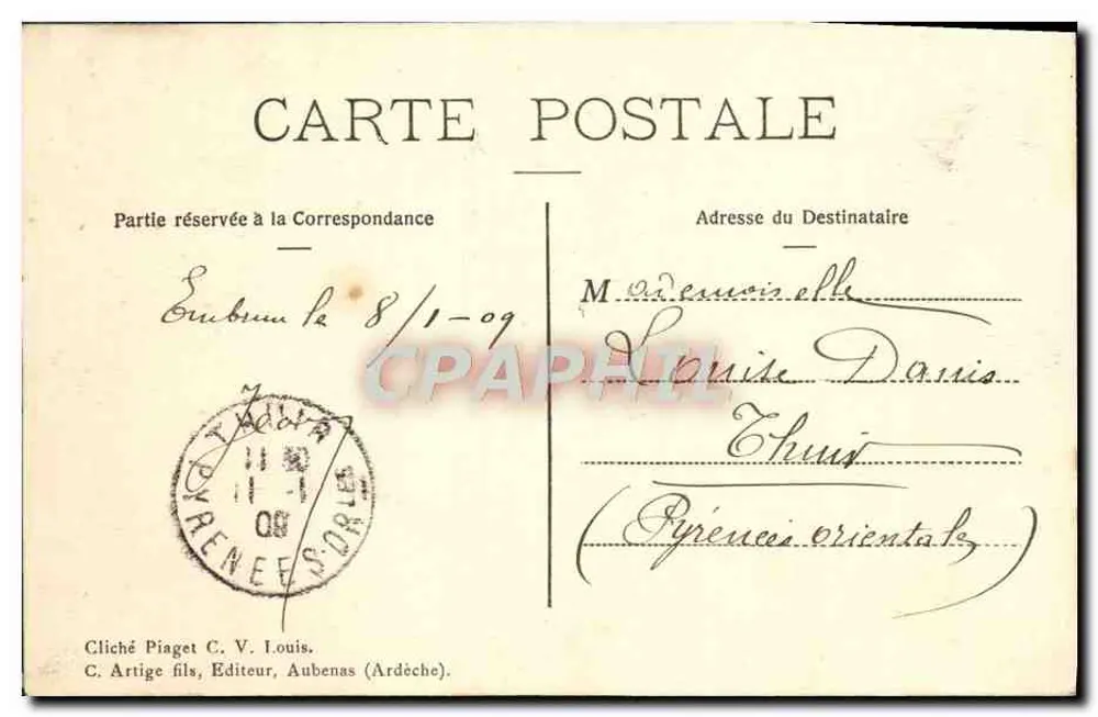Le Goléon (3429 m.) — Mar de nuvens — Cliché Piaget C. V. Louis, Aubenas (Ardèche), n° 97 - Verso
