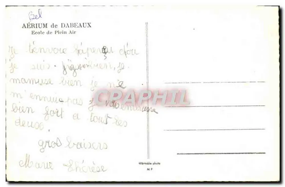 Aérierum de Dabeaux — Scuola all'Aperto — M.P. - Verso