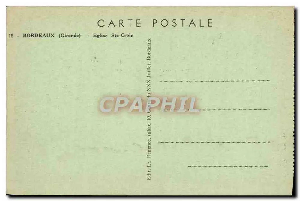 Bordeaux — Igreja de Santa Cruz — Edição La Régence - Verso