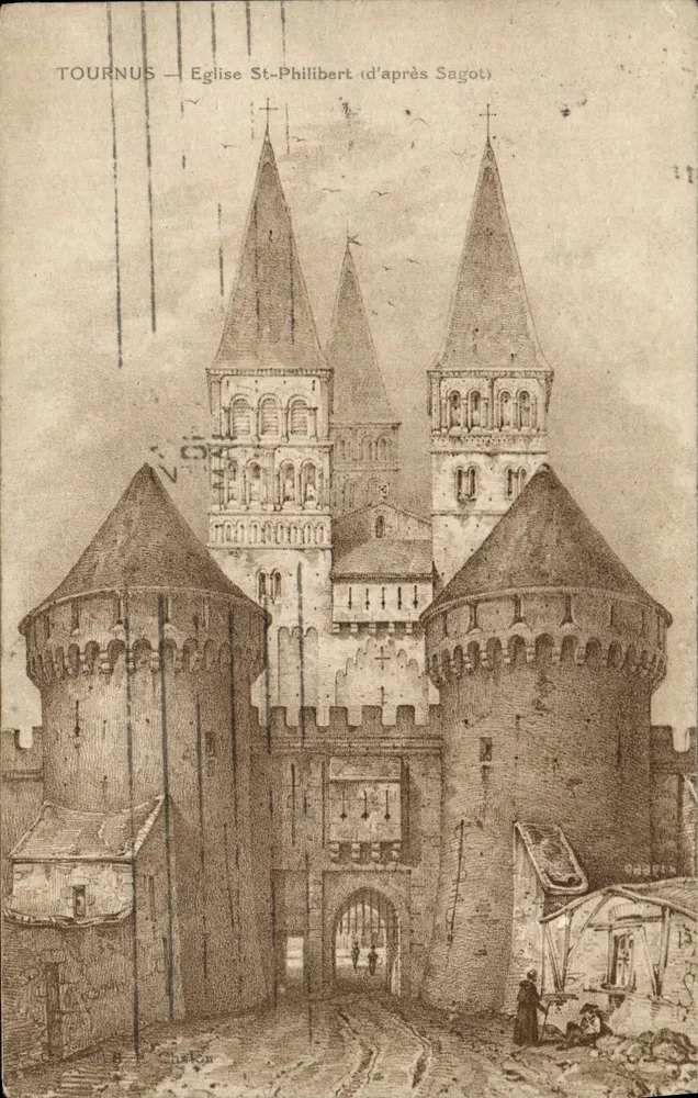 Tournus — Kirche St-Philibert (nach Sagot) — N. Chastan - Vorderseite