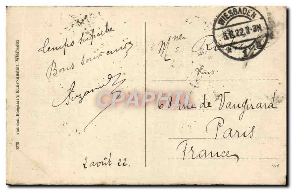 Wiesbaden — Die römische Pforte — Verlag van den Boogaart, n° 68 - Rückseite