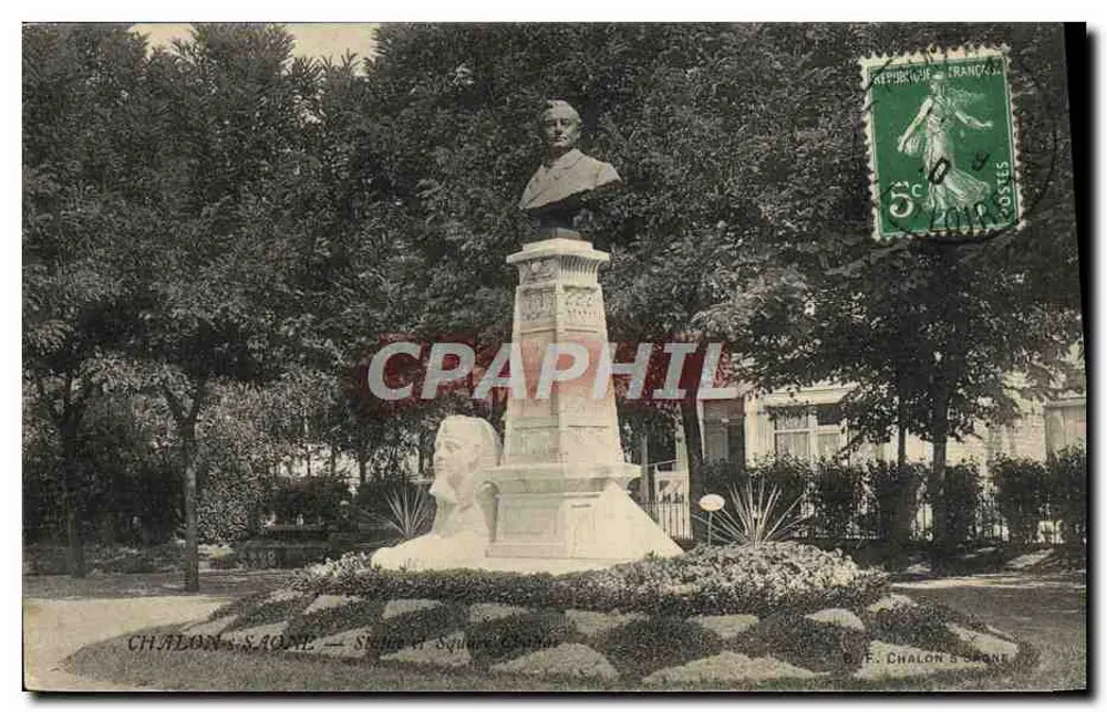 Chalon-sur-Saône — Estátua e Praça Coste — F. Chalon & Soigne - Frente