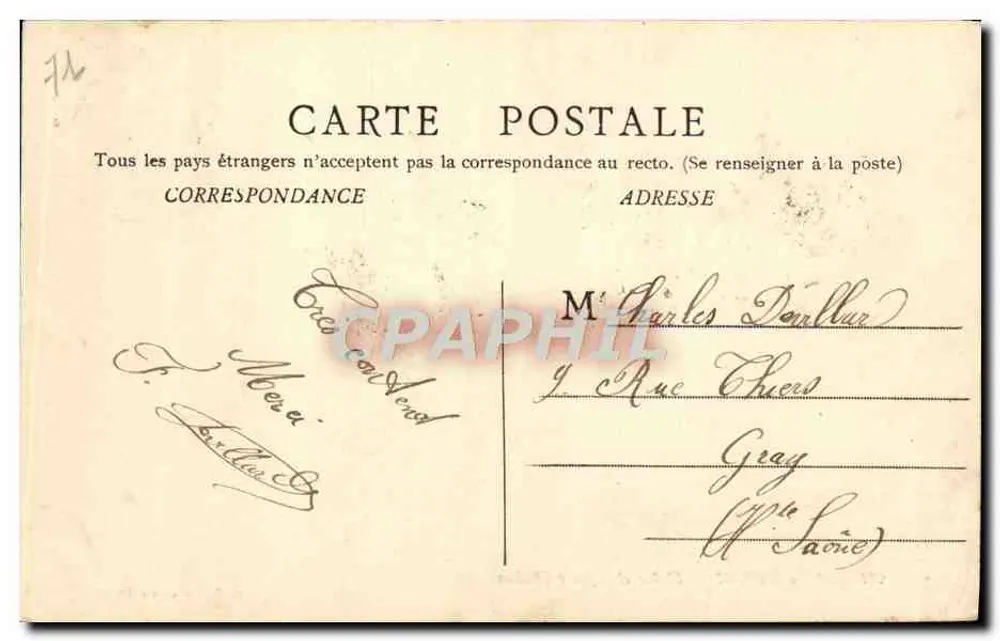 Chalon-sur-Saône — Estátua e Praça Coste — F. Chalon & Soigne - Verso