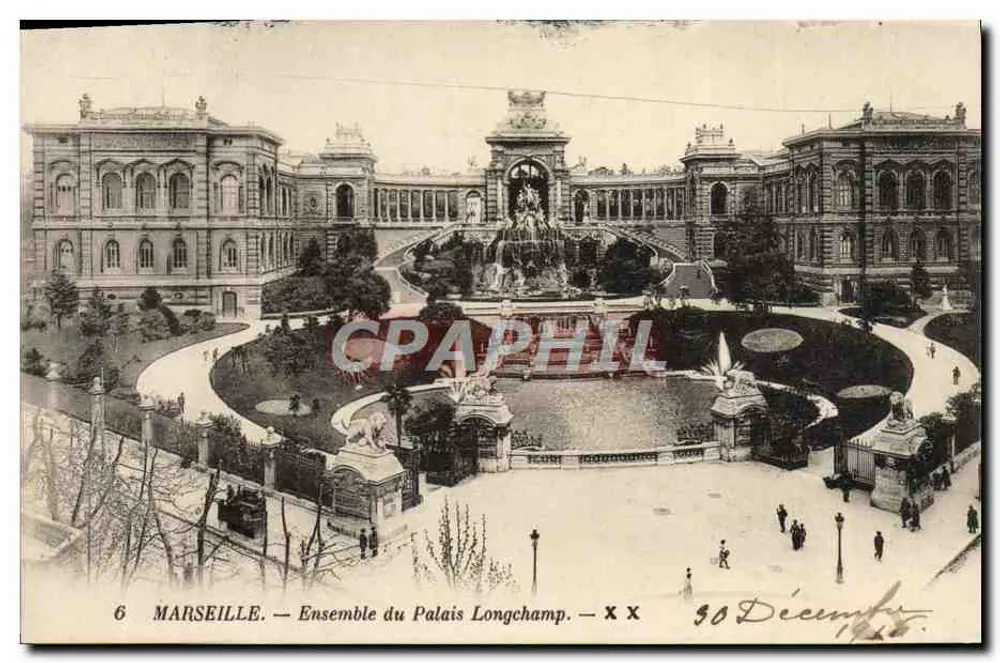 Marselha — Conjunto do Palácio Longchamp — editor desconhecido, n°6 - Frente