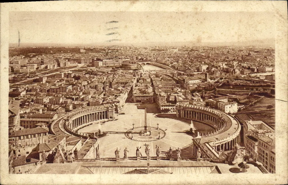 Rom — Panoramablick über die Stadt von der Kuppel — Roma. Piazza S. Pietro e Panorama della Città preso dalla Cupola, n° 4375-21 - Vorderseite